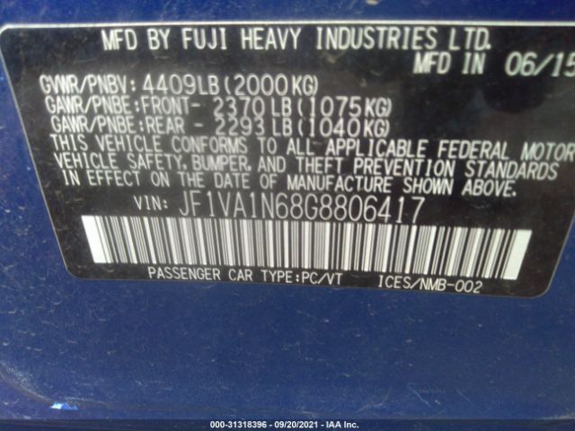 Photo 8 VIN: JF1VA1N68G8806417 - SUBARU WRX 