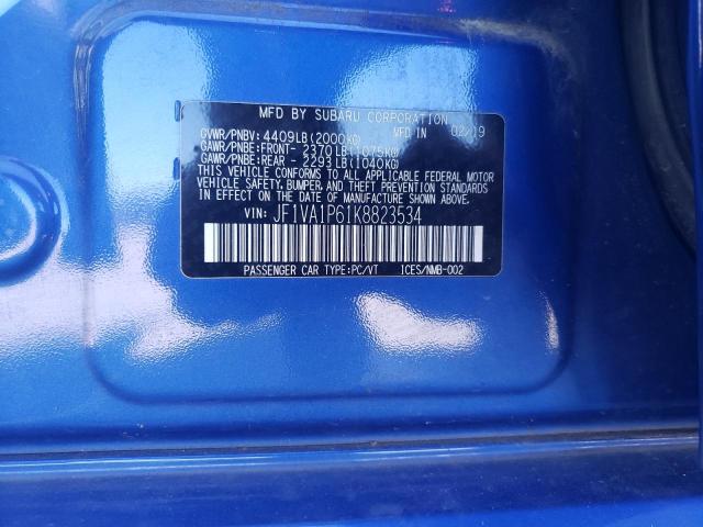 Photo 12 VIN: JF1VA1P61K8823534 - SUBARU WRX LIMITE 