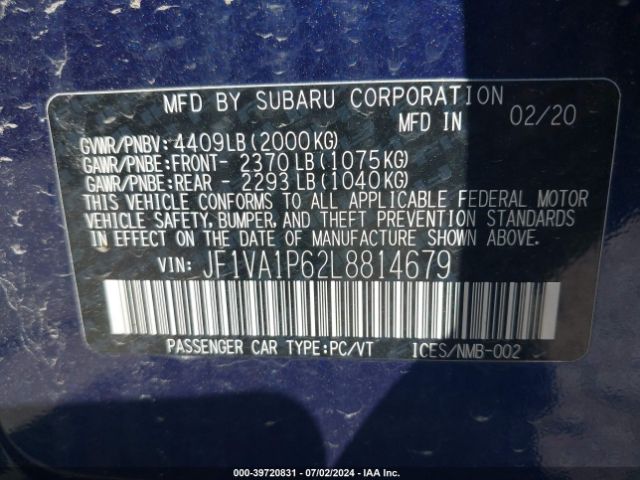 Photo 8 VIN: JF1VA1P62L8814679 - SUBARU WRX 