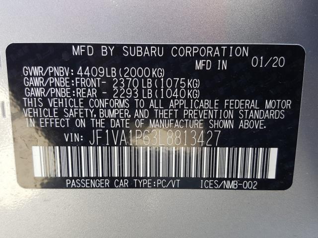 Photo 9 VIN: JF1VA1P63L8813427 - SUBARU WRX LIMITE 