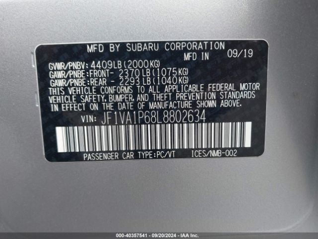 Photo 8 VIN: JF1VA1P68L8802634 - SUBARU WRX 