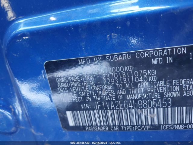 Photo 8 VIN: JF1VA2E64L9805453 - SUBARU WRX STI 