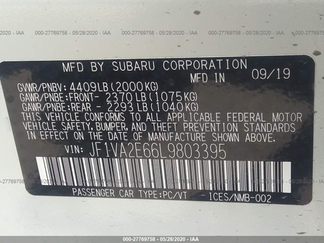 Photo 8 VIN: JF1VA2E66L9803395 - SUBARU WRX 