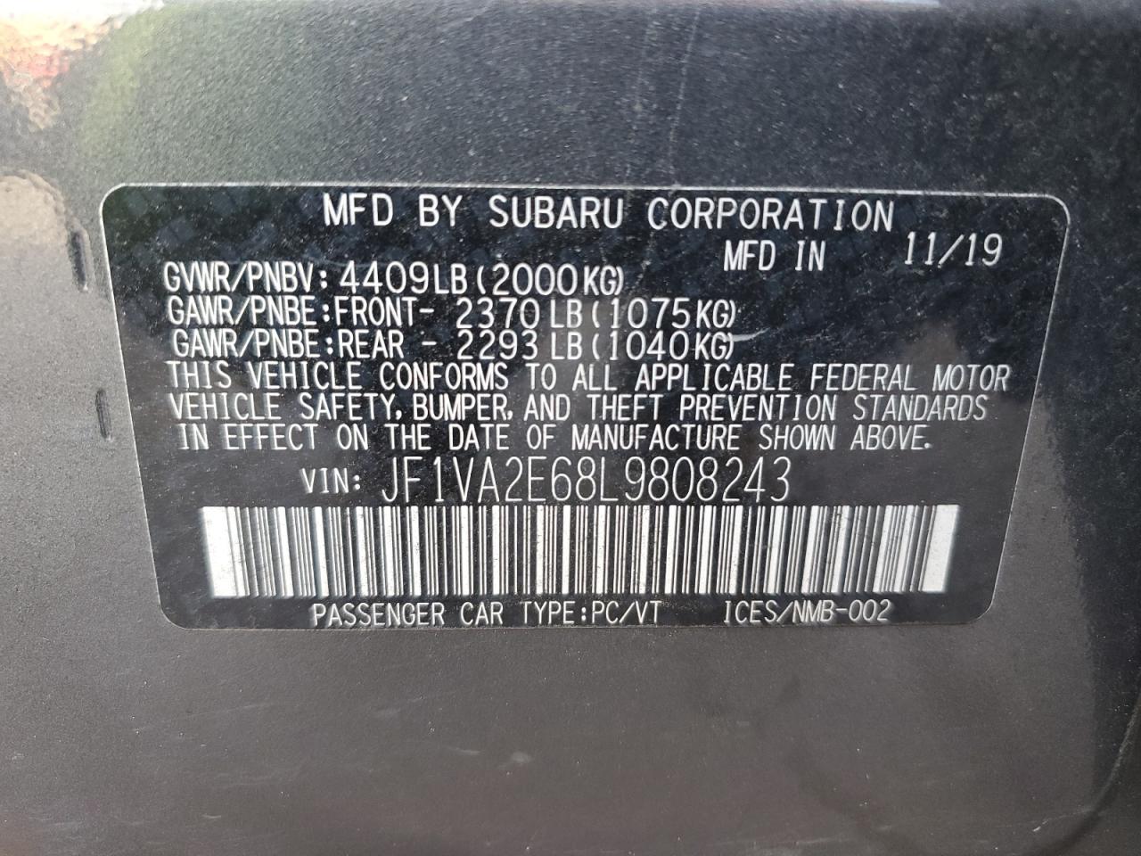 Photo 11 VIN: JF1VA2E68L9808243 - SUBARU WRX 