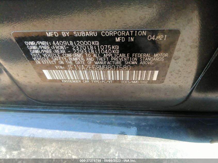 Photo 8 VIN: JF1VA2E68M9807580 - SUBARU WRX 