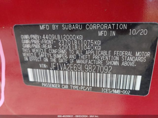 Photo 8 VIN: JF1VA2E69L9827092 - SUBARU WRX 