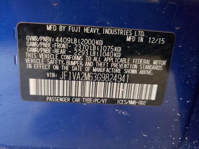 Photo 9 VIN: JF1VA2M63G9824941 - SUBARU WRX STI 