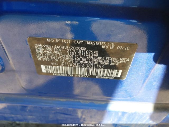 Photo 8 VIN: JF1VA2M65G9831163 - SUBARU WRX 