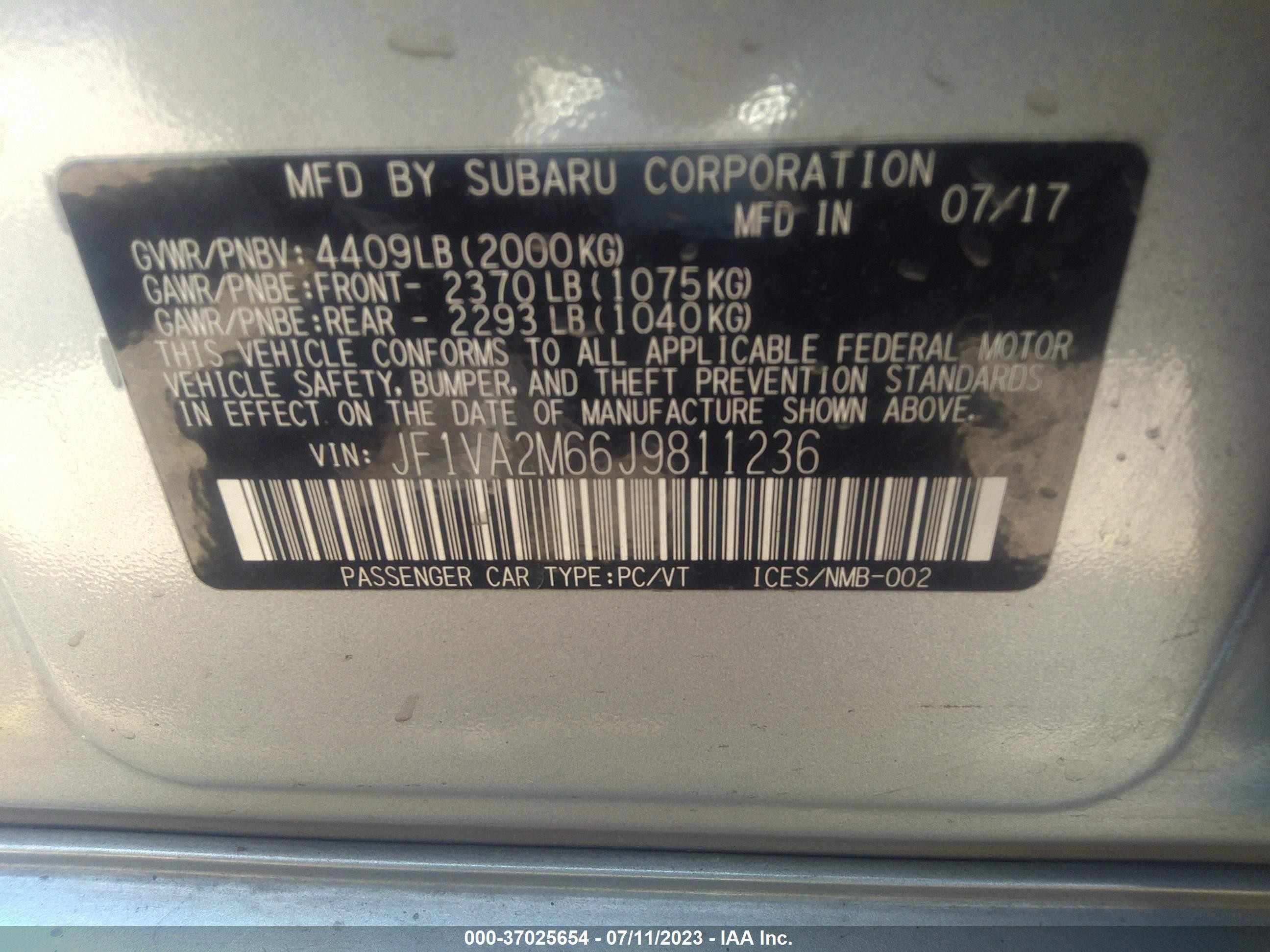 Photo 8 VIN: JF1VA2M66J9811236 - SUBARU WRX 