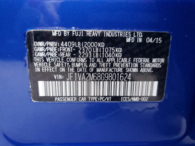 Photo 9 VIN: JF1VA2M68G9801624 - SUBARU WRX STI 