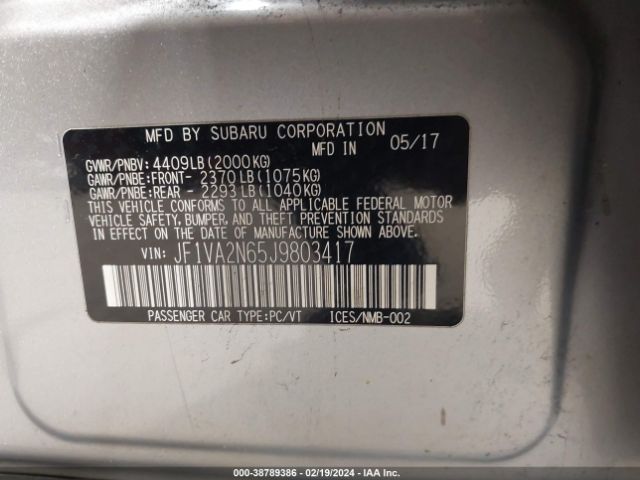 Photo 8 VIN: JF1VA2N65J9803417 - SUBARU WRX STI 