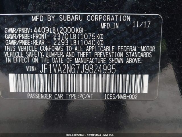 Photo 8 VIN: JF1VA2N67J9824995 - SUBARU WRX 