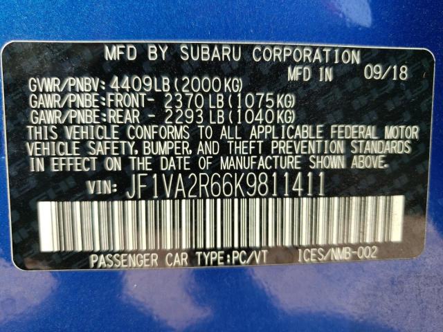 Photo 9 VIN: JF1VA2R66K9811411 - SUBARU WRX STI 