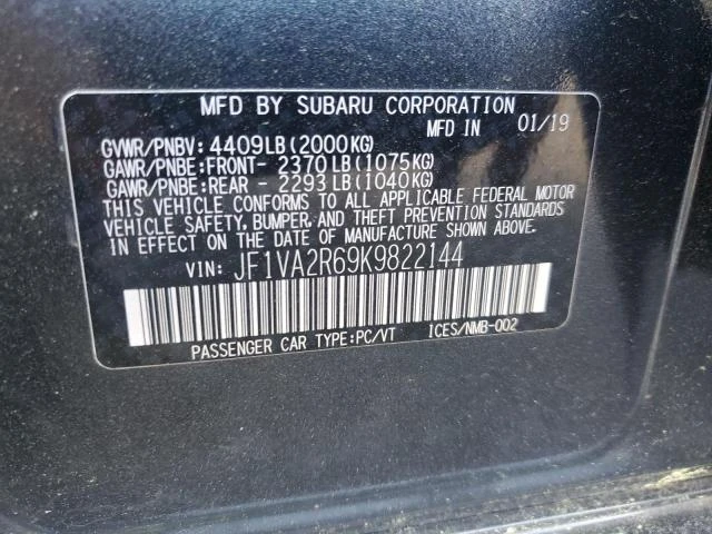 Photo 11 VIN: JF1VA2R69K9822144 - SUBARU WRX STI 