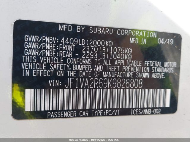 Photo 8 VIN: JF1VA2R69K9826808 - SUBARU WRX STI 