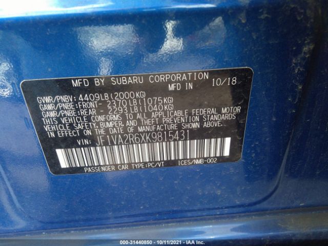 Photo 8 VIN: JF1VA2R6XK9815431 - SUBARU WRX 