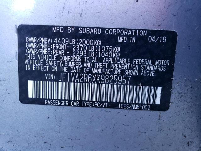 Photo 11 VIN: JF1VA2R6XK9825957 - SUBARU WRX 