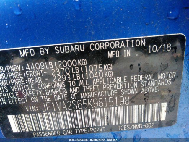 Photo 8 VIN: JF1VA2S65K9815198 - SUBARU WRX 