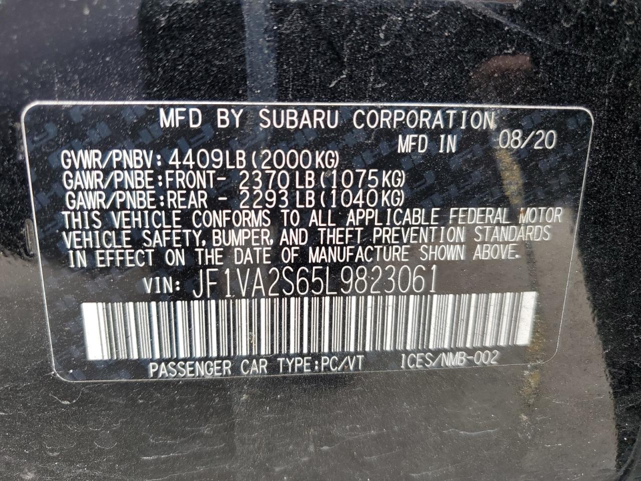 Photo 11 VIN: JF1VA2S65L9823061 - SUBARU WRX 