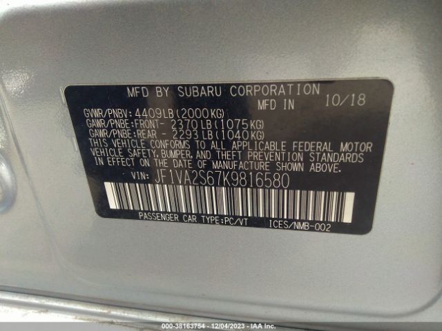 Photo 8 VIN: JF1VA2S67K9816580 - CHEVROLET SONIC 