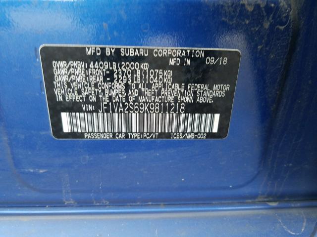 Photo 9 VIN: JF1VA2S69K9811218 - SUBARU WRX STI 