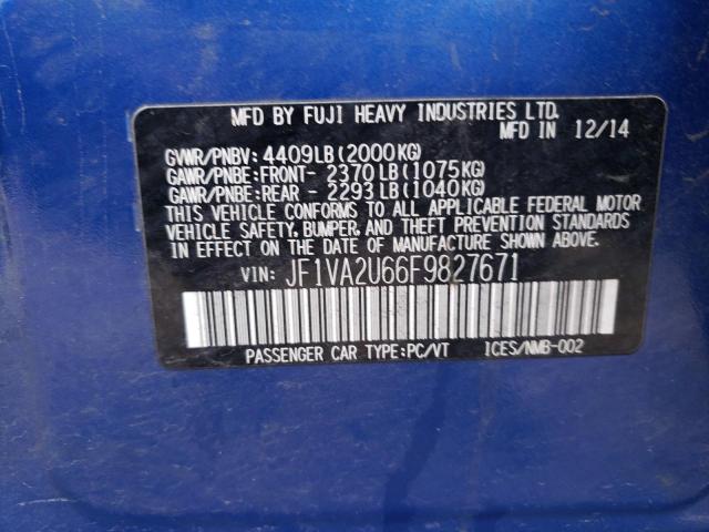 Photo 11 VIN: JF1VA2U66F9827671 - SUBARU WRX 