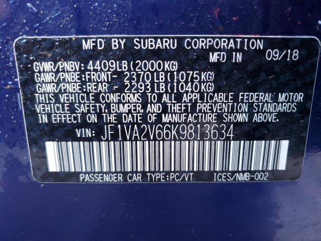 Photo 11 VIN: JF1VA2V66K9813634 - SUBARU WRX STI LI 