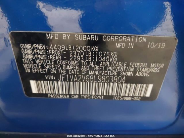 Photo 8 VIN: JF1VA2V68L9803804 - SUBARU WRX STI 