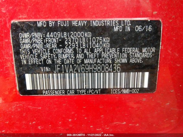 Photo 8 VIN: JF1VA2V69H9808436 - SUBARU WRX STI 