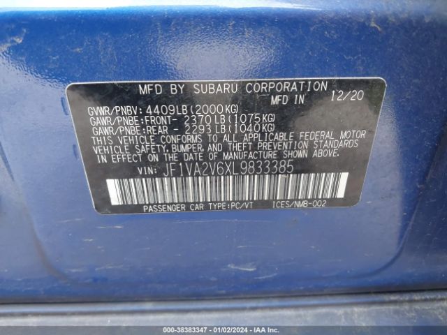 Photo 8 VIN: JF1VA2V6XL9833385 - SUBARU WRX STI LI 