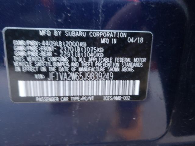 Photo 9 VIN: JF1VA2W65J9839249 - SUBARU WRX STI LI 