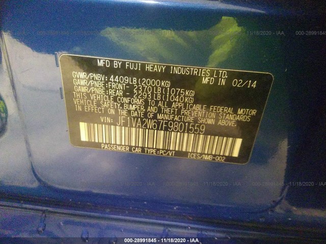 Photo 8 VIN: JF1VA2W67F9801559 - SUBARU WRX STI 