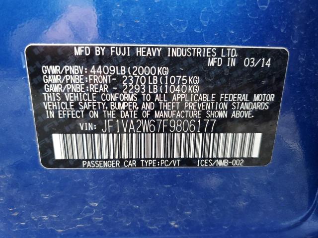 Photo 11 VIN: JF1VA2W67F9806177 - SUBARU WRX 