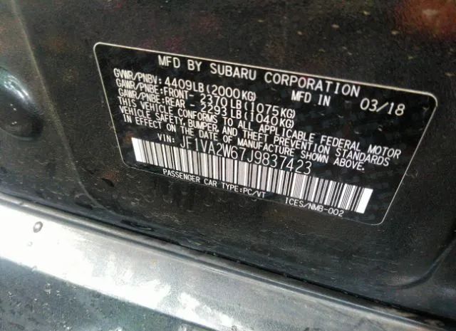 Photo 8 VIN: JF1VA2W67J9837423 - SUBARU WRX STI 