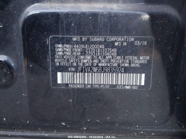 Photo 8 VIN: JF1VA2W68J9835924 - SUBARU WRX 