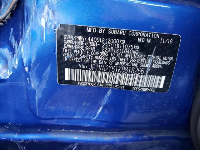 Photo 11 VIN: JF1VA2Y61K9818266 - SUBARU WRX STI LI 