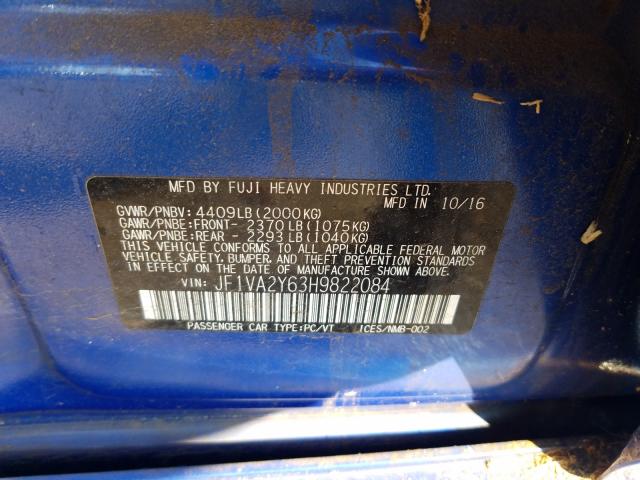 Photo 9 VIN: JF1VA2Y63H9822084 - SUBARU WRX STI LI 