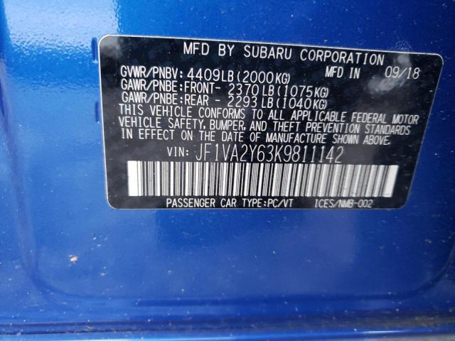 Photo 11 VIN: JF1VA2Y63K9811142 - SUBARU WRX STI LI 