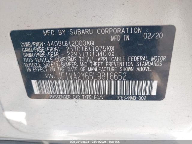 Photo 8 VIN: JF1VA2Y65L9816652 - SUBARU WRX STI 