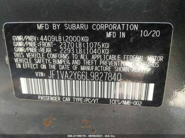 Photo 8 VIN: JF1VA2Y66L9827840 - SUBARU WRX 