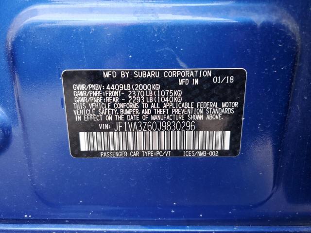 Photo 9 VIN: JF1VA3Z60J9830296 - SUBARU WRX STI LI 