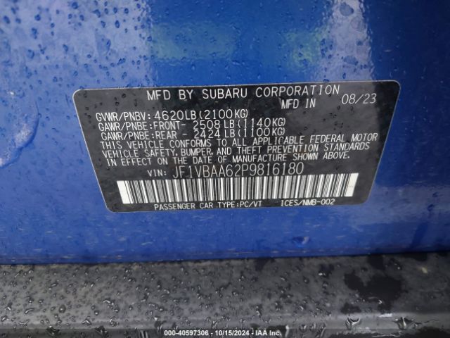 Photo 8 VIN: JF1VBAA62P9816180 - SUBARU WRX 