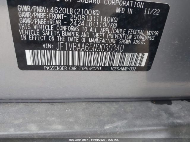 Photo 8 VIN: JF1VBAA65N9030340 - SUBARU WRX 