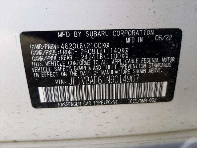 Photo 11 VIN: JF1VBAF61N9014967 - SUBARU WRX PREMIU 