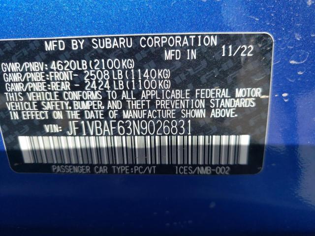 Photo 11 VIN: JF1VBAF63N9026831 - SUBARU WRX 