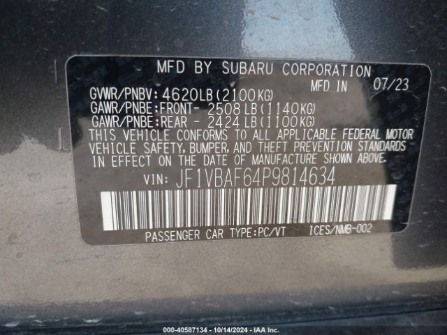 Photo 8 VIN: JF1VBAF64P9814634 - SUBARU WRX 