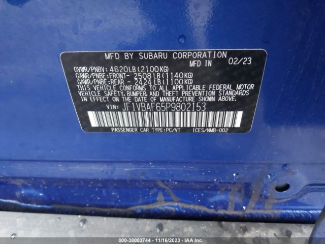 Photo 8 VIN: JF1VBAF65P9802153 - SUBARU WRX 