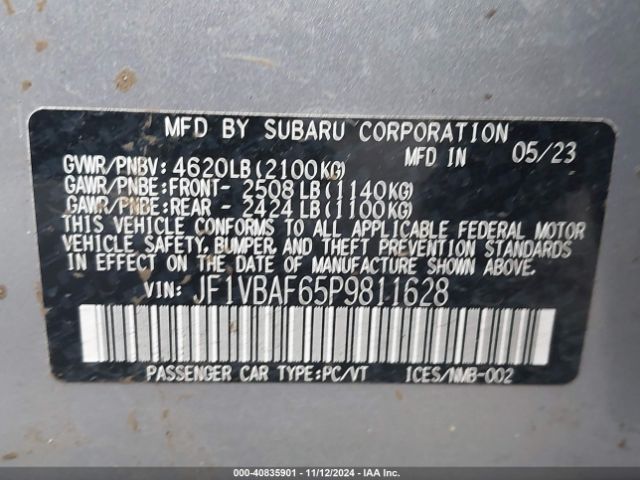 Photo 8 VIN: JF1VBAF65P9811628 - SUBARU WRX 