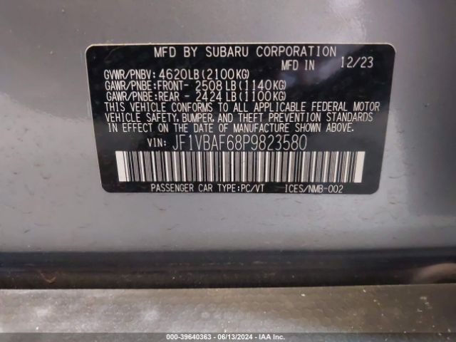 Photo 8 VIN: JF1VBAF68P9823580 - SUBARU WRX 