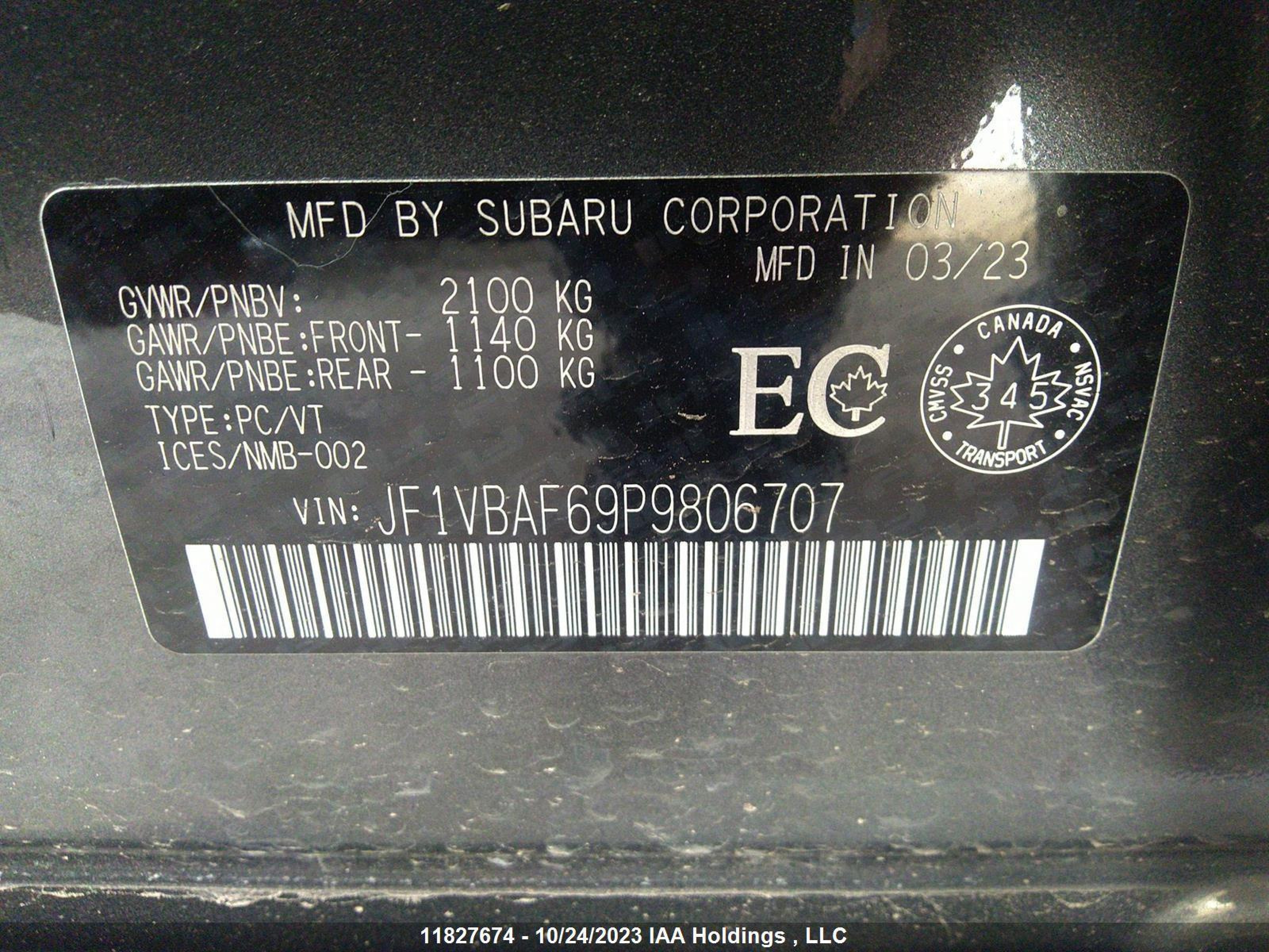 Photo 8 VIN: JF1VBAF69P9806707 - SUBARU WRX 